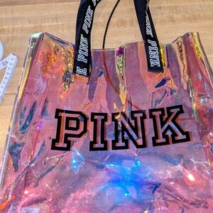 PINK Victoria's Secret Holographic Iridescent Tote Bag - Pink